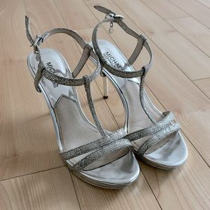 Silver Michael Kors sandals high heels 7.5 glitter